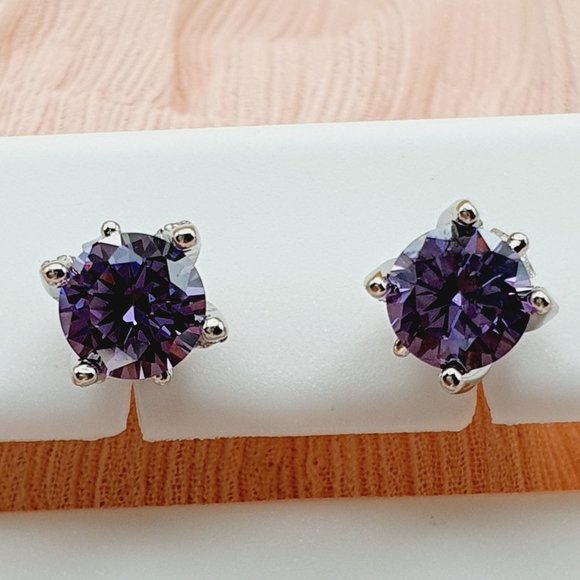 "Birthstone S925 Sterling Silver CZ Stud Earrings for Women/Girl, US19251041 - Picture 8 of 15